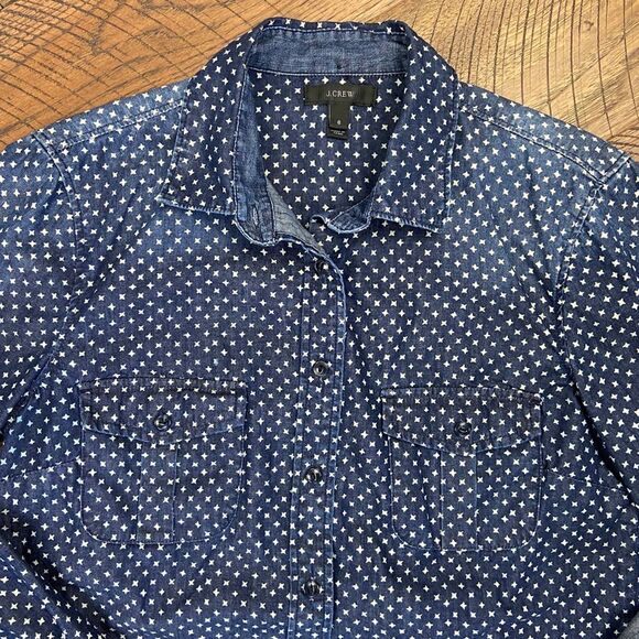 J.Crew Denim Button down star shirt 6 - Picture 5 of 8